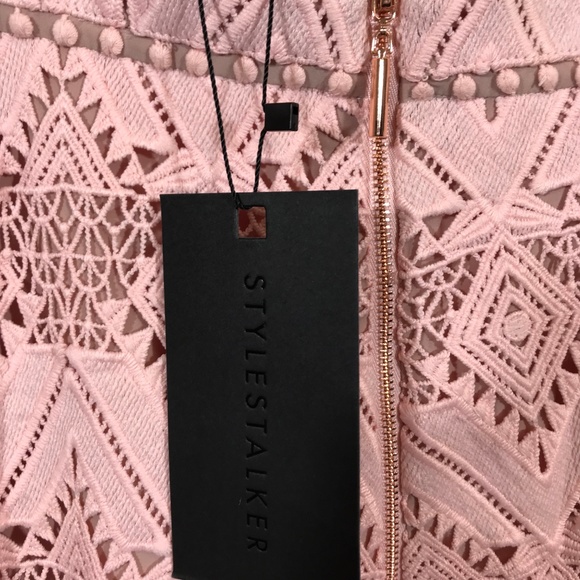 NWT $289 Stylestalker Pink Lace Elora Midi Dress S - Picture 6 of 8